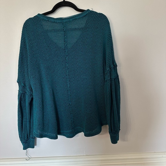 We The Free Women’s Long Sleeve Teal Knit V-Neck Sweater Size S GUC - Picture 8 of 8